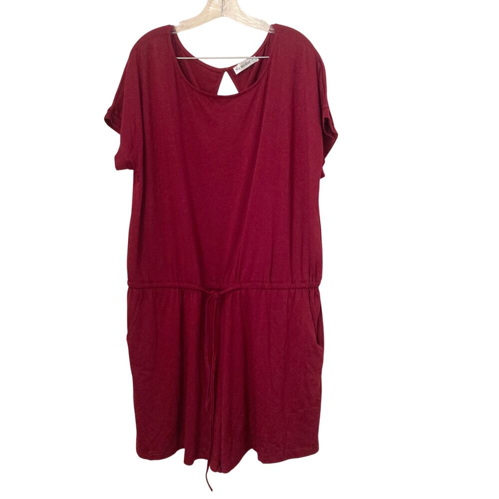Nemidor Women's Romper Size 20 Maroon Key Hole Drawstring NWOT